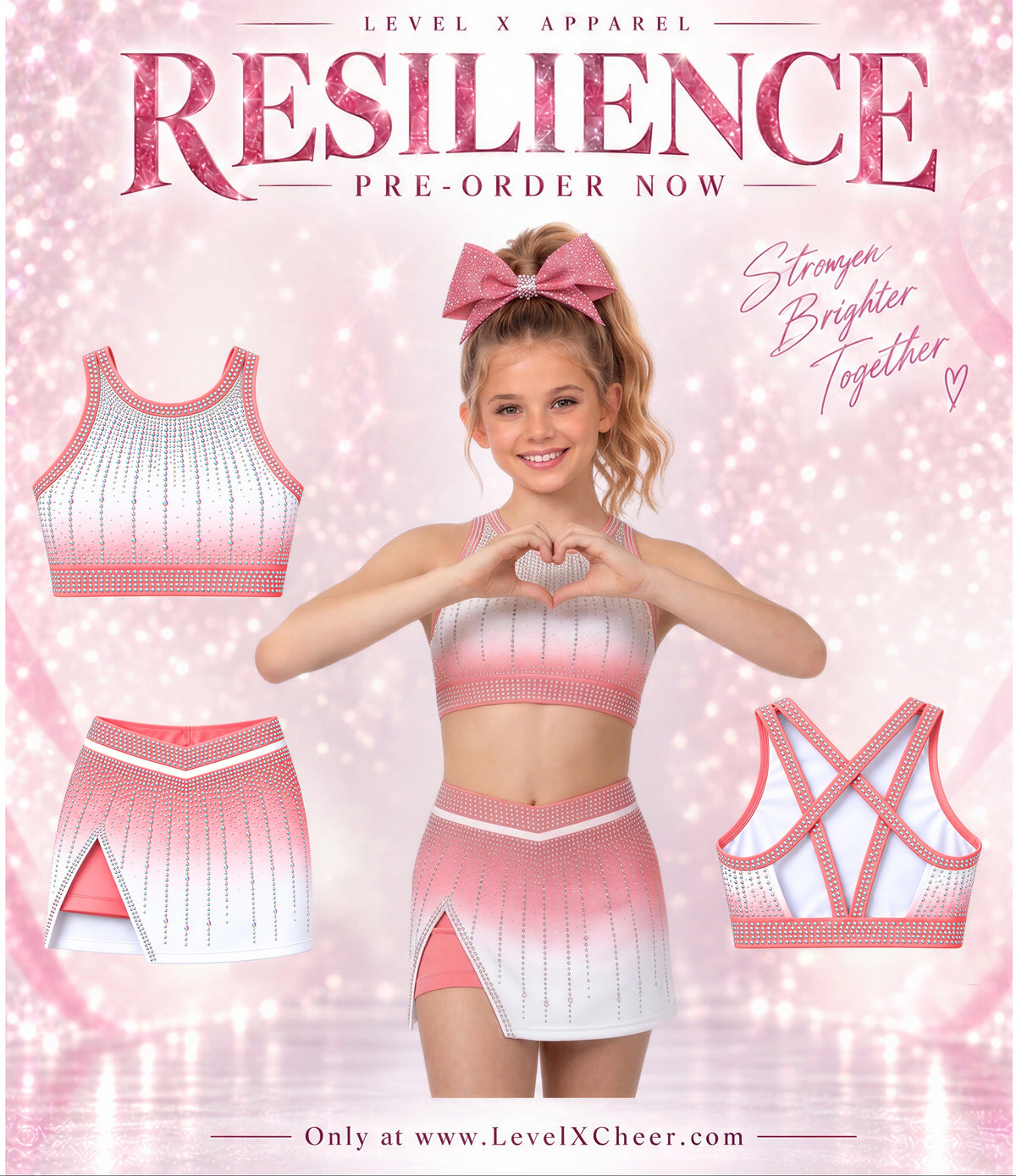 Pink rhinestone cheer practice wear